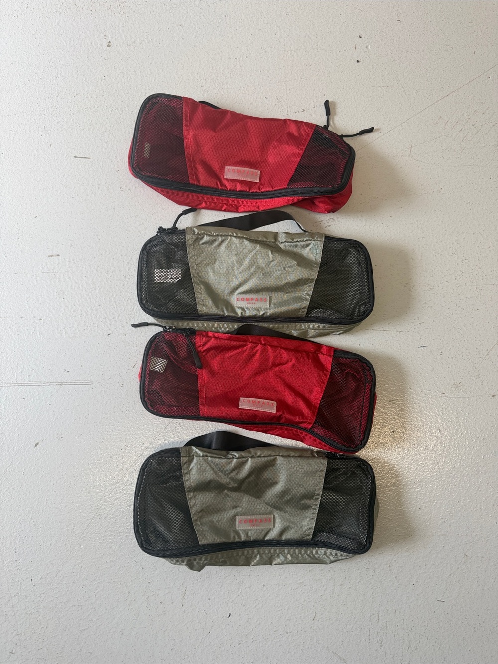 Compact Travel Toiletry Bag Set - Red & Gray